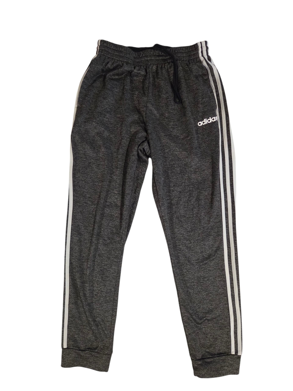 Adidas Mens Charcoal Gray Joggers with White Side Stripes